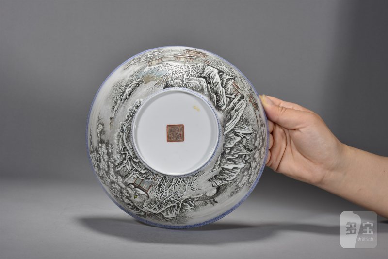近现代 粉彩雪景薄胎碗 - 图6